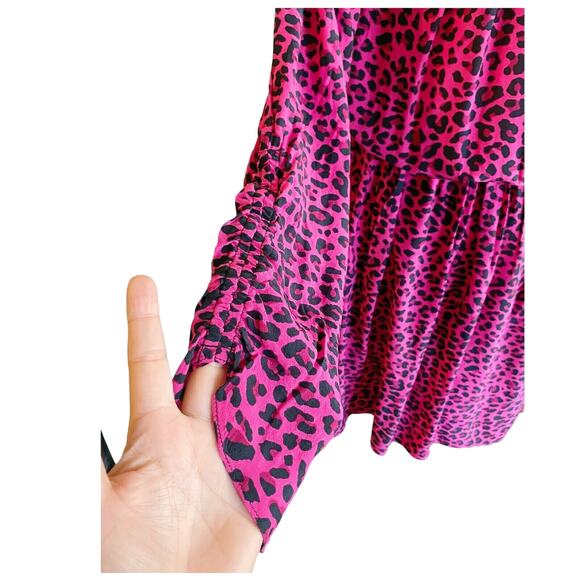 ZADIG & VOLTAIRE Reveal Leopard Print Dress Hot Pink Black MSRP $398 Large NWT - Picture 11 of 12